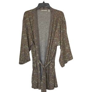 The Muses Closet Women’s Sweaterknit 3/4 Sleeve Cardigan Taupe NWOT Geometric